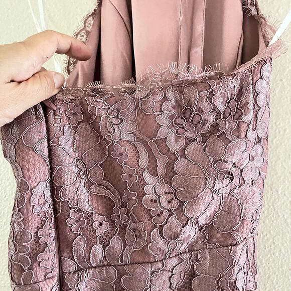 NEW Lulu’s Every Memory Mauve Lace Halter Maxi Dress - Picture 6 of 9